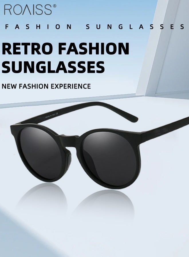 roaiss Round Polarized Sport Driving Sunglasses for Men , UV400 Protection Sun Glasses with TAC Lens, Fashion Anti-Glare Sun Shades for Men Driving, Fishing, Traveling, Black, 50mm - Image 3